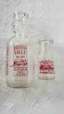 Qt Baby Face, Half Pint Pyro Brookfield Farm Dairy Bethlehem Pa Penn Milk Bottle