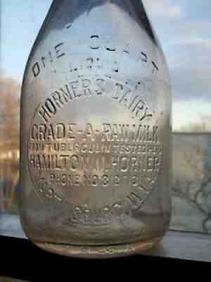 HORNER'S DAIRY QUART Milk Bottle Martinsburg WV WEST VIRGINIA TUBERCULIN TESTED