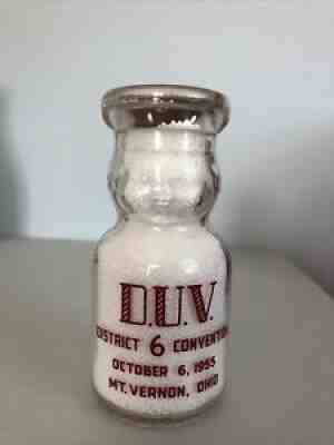 Baby Top Half Pint Red Pyro Milk Bottle - 1955 D.U.V. Convention - Mt. Vernon OH