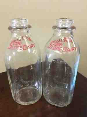 2 Vintage Quart Milk Bottles Sunny Slope Dairy Spring City Pennsylvania Bottle