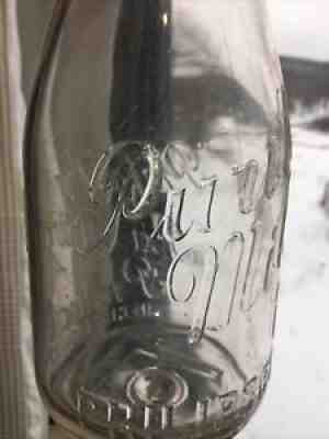 Vintage Purity Milk Co Quart Milk Bottle Philipsburg  Pa Embossed Script Writing