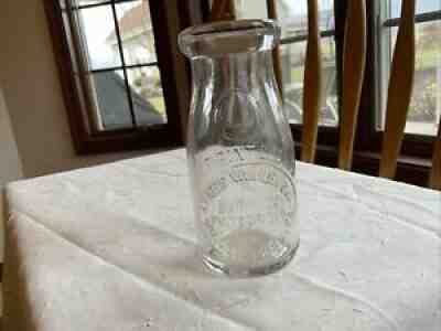 Vtg Half Pint Embossed Slug Plate Milk Bottle Lykens Valley Dairy Millersburg Pa