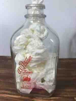 1972 A.C. Petersen Farms 1/2 Gallon Glass Milk Jug Bottle West Hartford, CT #1