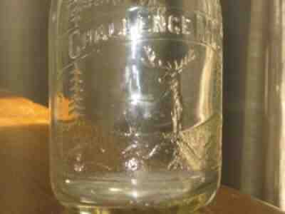 RARE VINTAGE PICTURE MILK BOTTLE WITH ELK AND TREES - CHALLENGE MILK