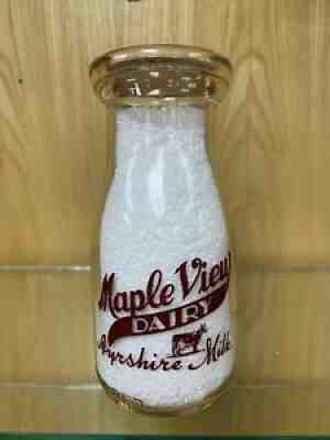 Half Pint Milk Bottle Maple View Dairy 1949 Lafayette Rhode Island
