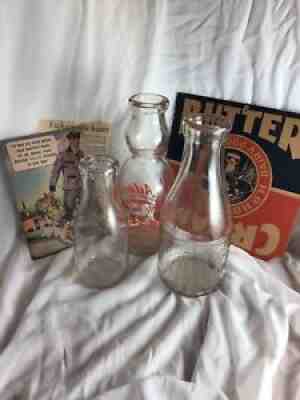 Vintage HP Hood &Sons Boston Milk Bottles, Booklet, Paper sign Plus McAdams