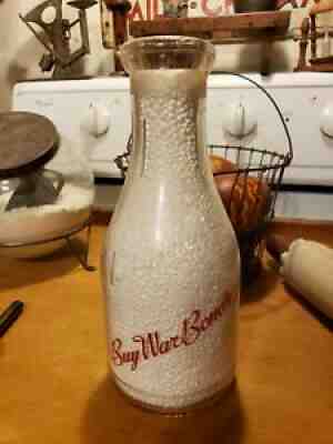 Bordens Dairy War Bonds Milk Bottle Springfield, Ohio Oh