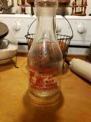 Bordens Dairy War Bonds Milk Bottle Springfield, Ohio Oh