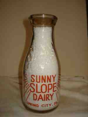 TRPP Sunny Slope Dairy Spring City, Pa. Chester County 1944 Milk Bottle