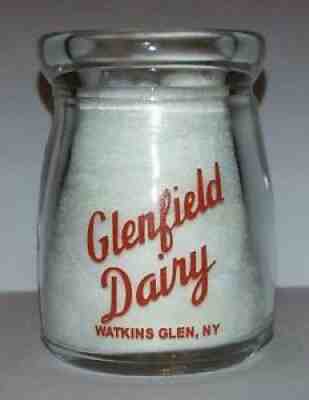 Glenfield Dairy 1/2 oz. Glass Creamer Bottle Watkins Glen, N Y