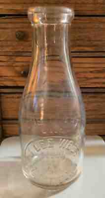 Vintage Quart Milk Bottle Brookfield Ohio J Lee Webb Squaw Creek Dairy Farm 1908