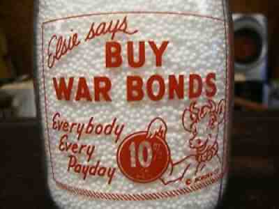 BORDENS ELSIE THE COW WAR (WW2) SLOGAN MILK BOTTLE