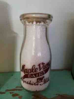 Half Pint Milk Bottle Maple View Dairy 1949 Lafayette Rhode Island RI