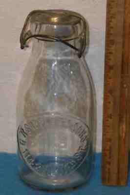 Antique G R SUPPLEEâ??S SONS Tin Top PINT MILK BOTTLE Philadelphia PA