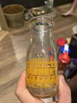 Rare WW2 ACL Milk Bottle Battle Ship Kromerâ??s Punxsutawney PA 1/2 Pint Naval