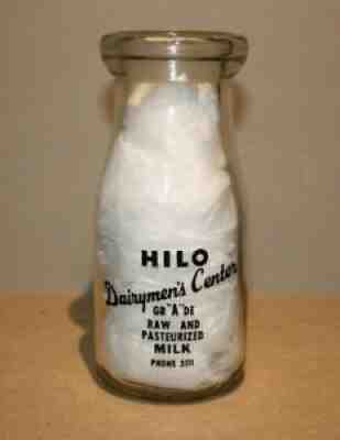 Vintage Original Hilo Dairymen's Center Milk Bottle Dairy Disney Half Pint