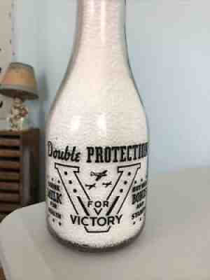 WWII TRPQ Milk Bottle - Model Dairy - Owensboro, KY Kentucky - War Slogan