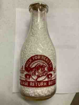 Rowan Creamery Quart Cow Bottle Red ACL Salisbury NC Rowan County Dairy Milk