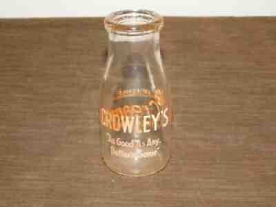 N,Y, Details about   Vintage Square  Quart Milk Bottle Crowley's Dairy Binghamton 