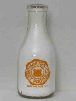 TRPQ Milk Bottle White's Dairy Products Farm Burlington VT CHITTENDEN COUNTY