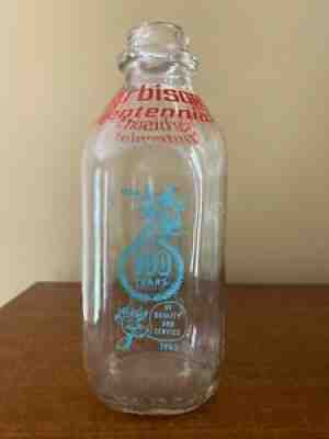 Vintage Harbisons Centennial quart milk bottle 100 years of quality and service