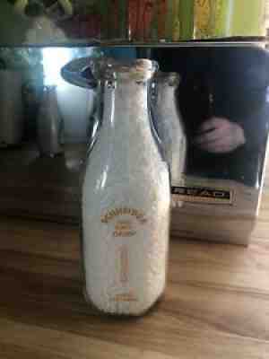 Quart Pyro Milk Bottle Schneider & Sons Dairy LAKE LEELANAU MICHIGAN MICH MI
