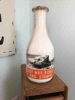 TRPQ WWII War Slogan Milk Bottle - Batavia Dairy Co. - Dari-Maid - Illinois