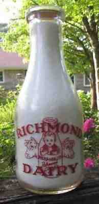 VA Richmond Dairy Virginia 1943 mTc Quart Milk Savings Bond/Stamps War Bottle
