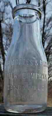 Moores & Ross Co Zanesville Ohio OH 1 pt one pint milk bottle ONLY ONE ON EBAY!