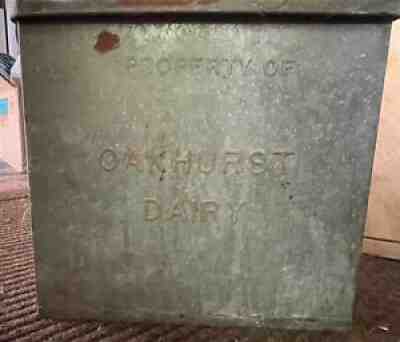 Vintage antique galvanized metal oakhurst Maine milk dairy porch cooler