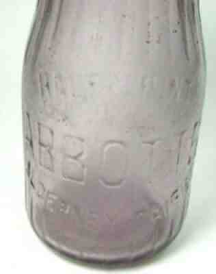 40s ABBOTTS Alderney Dairies Amethyst Milk Bottle TREHP Embossed Slug Plate NJ