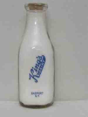 TSPQ Milk Bottle King King's Dairy Farm Gasport NY NIAGARA COUNTY 1950 RARE