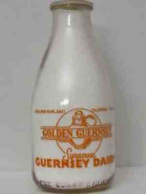 SRPQ Milk Bottle Syracuse Guernsey Dairy Erie Blvd Syracuse NY GOLDEN GUERNSEY