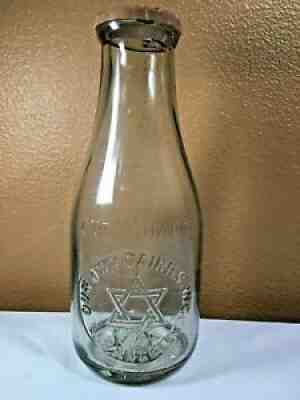 VTG RARE 'Our Own Dairies, Inc- Los Angeles' 1 Quart Milk Bottle -Star of David