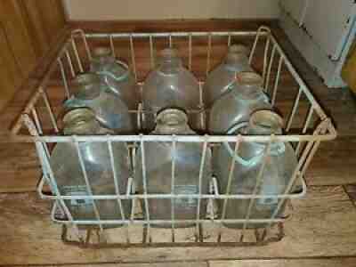 8 Lawsons Milk Jugs with Crate