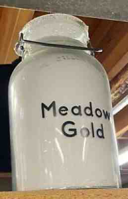 Wide mouthed Gallon Meadow gold milk bottle Original Vintage
