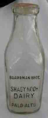 Boardman Bros. Shady Nook Dairy, Palo Alto Blake-Hart Square Embossed quart