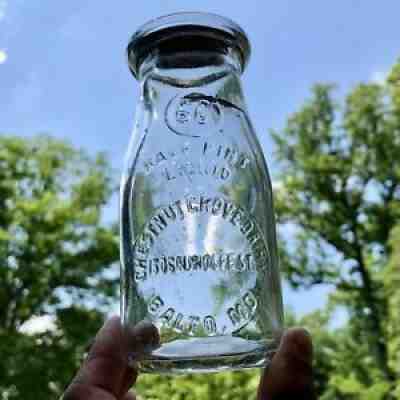 1/2 Pt Milk Bottle Chestnut Grove Dairy Baltimore MD Wolfe St Permit 66 Rare