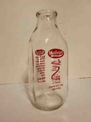 1970's MARBURGER DAIRY FARM 1 QT. Glass Milk Bottle ACL Label