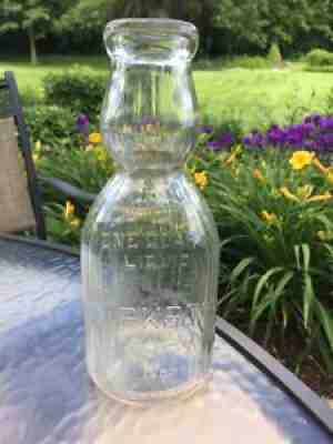 Vintage embossed Clarkson's Dairy quart creamtop milk bottle Troy, NY 1925