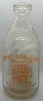 Bonny Oak Farm Products Round Pyroglazed Half Gallon Bristol, WIS WI Milk Bottle