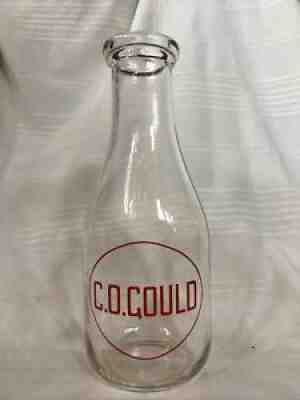 Vintage Quart Milk Bottle C. O. Gould Dairy Adams Massachusetts