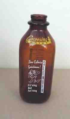 WEST LAWN, PA VINTAGE CACOOSING DAIRY SLENDER 1 QUART MILK BOTTLE