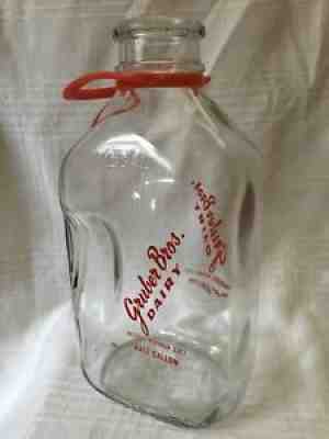 Vintage Half Gallon Milk Bottle Gruber Brothers Dairy Baraboo Wisconsin