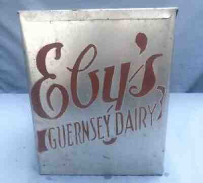 Eby's Guernsey Dairy Cooler Metal Porch Box Elkhart Indiana Quart Milk Bottle