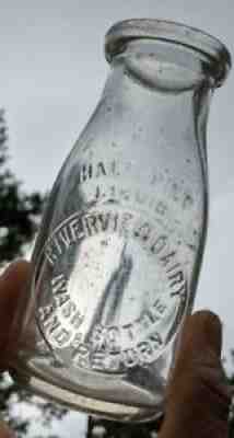 Riverview Dairy Franklin VA Half Pint Milk Bottle