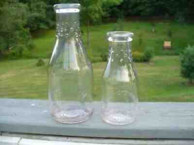 Set of 2 1940's Fairview Creamery Dairy Quart & Pint Milk Bottles Houtzdale Pa