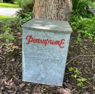 Vintage Antique Metal Pennsupreme Penn Dairies Milk Bottle Porch Box Cooler PA