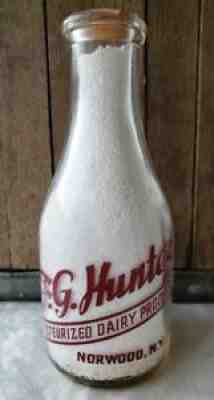 Rare F.G. Hunter Milk Bottle - Norwood New York St. Lawrence County