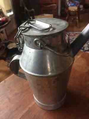 Vintage Metal FRENCH Old Milk Cream Dairy Can JUG Pitcher w/ Spout & Lid, France